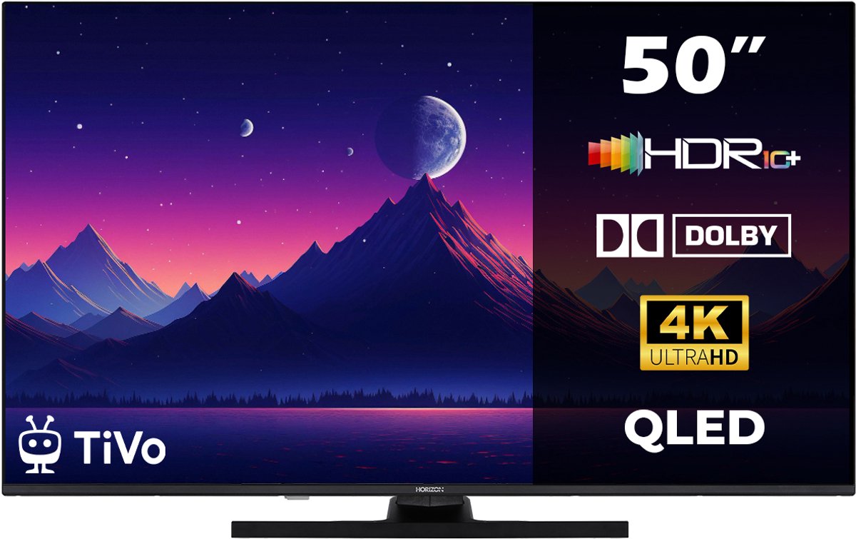 Horizon Smart TV 50 inch QLED - 4K ULTRA HD Televisie - XT Line - WiFi - Netflix - Voice Assistant - Ultra Narrow Design