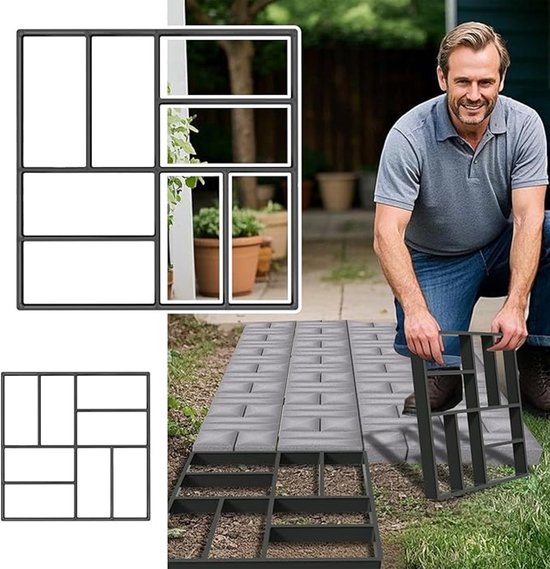 NAIZY 2 stuks DIY betonmal 40x40cm bekisting mal 8 roosters NO.2