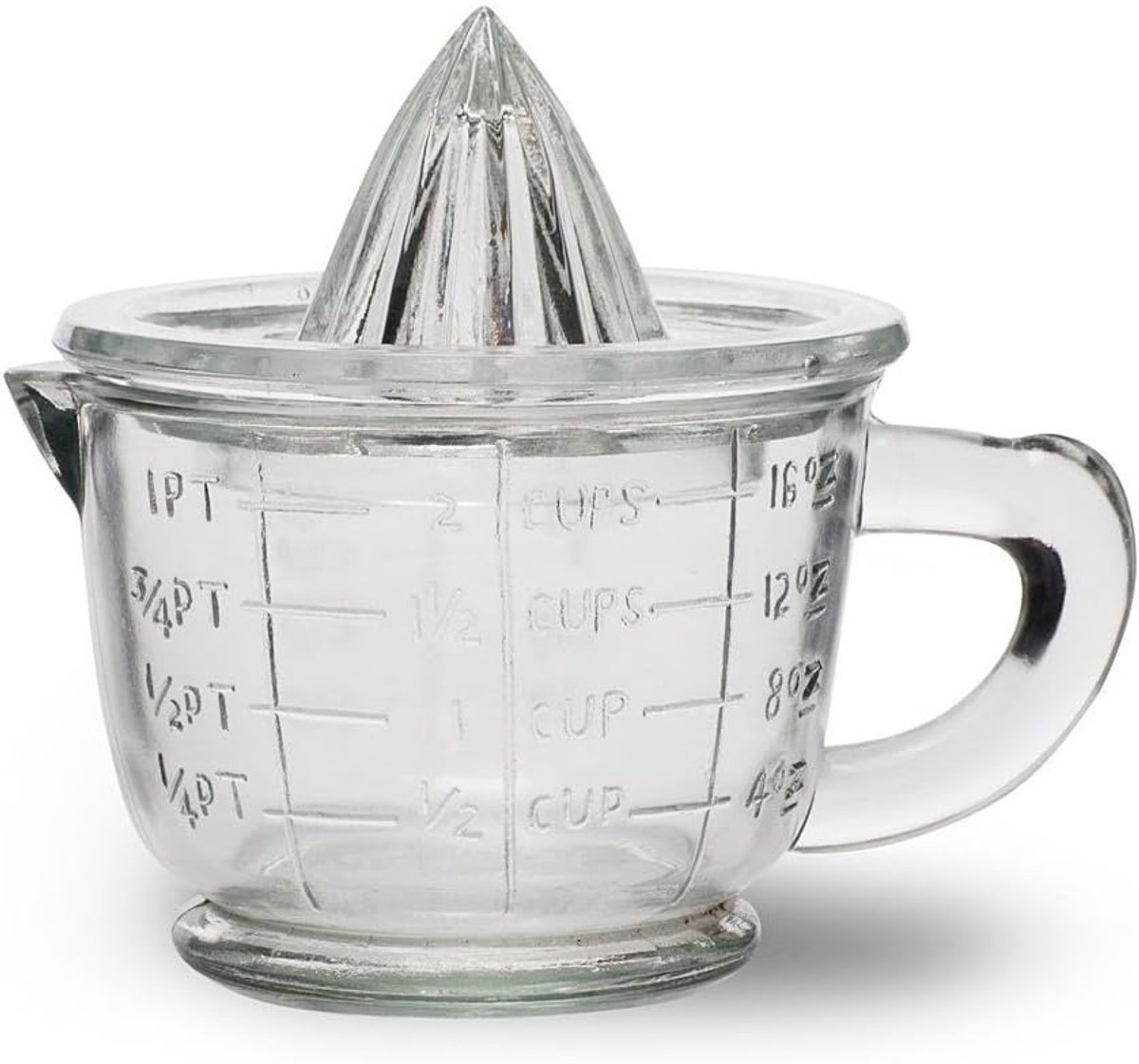 Traditionele Vintage Glazen Sapcentrifuge en Maatbeker Set - 600ml - Perfect voor Vers Sap