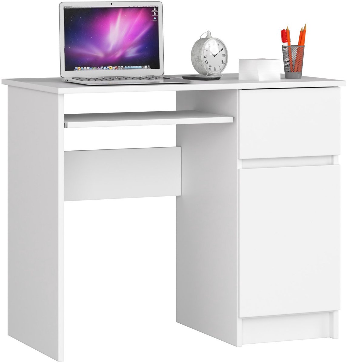 Akord Bureau Rechts PIKSEL / Computerbureau / Computer Tafel / Bureautafel Rechts / Wit / 90 x 77 x 50 cm