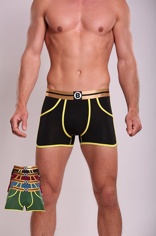 Bolas Underwear | Caleçon homme | Bambou | Uni | Noir | Bleu foncé | Bourgogne | Vert | Paquet de 4 | Taille S