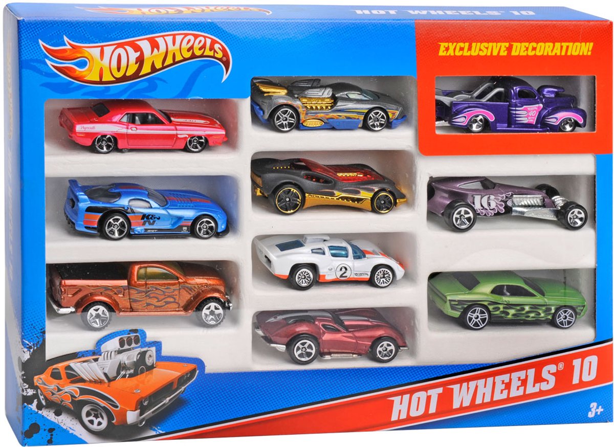 Hot Wheels Diecast 10 pak autoset - Speelgoedvoertuig