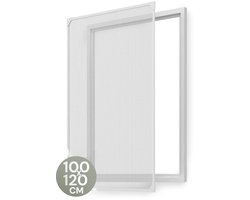 O'DADDY® Magnetische Raamhor - 100x120 cm - Aanpasbaar Vliegengaas - Met Witte Rand en Zwart Gaas - Horrengaas - Veelzijdig en Gemakkelijk te Monteren