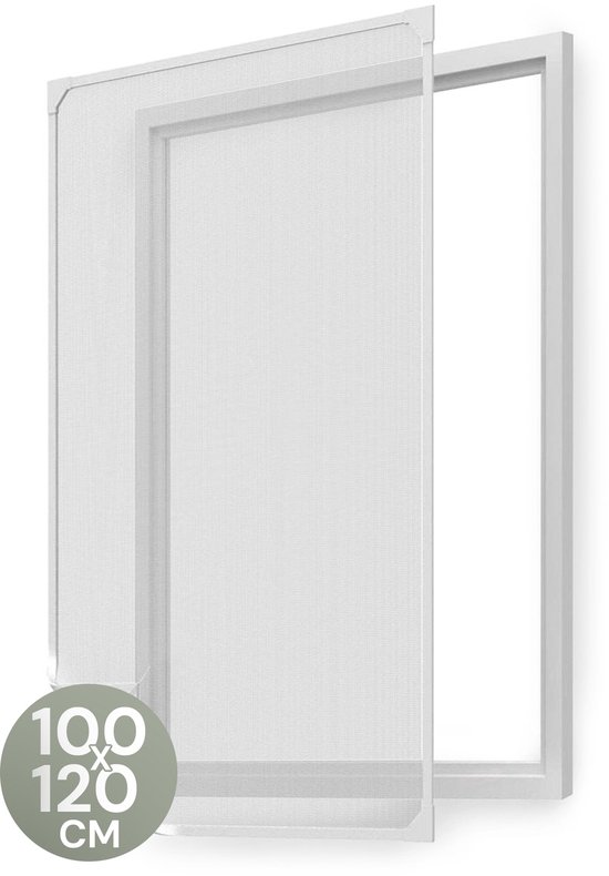 O'DADDY® Magnetische Raamhor - 100x120 cm - Aanpasbaar Vliegengaas - Met Witte Rand en Zwart Gaas - Horrengaas - Veelzijdig en Gemakkelijk te Monteren