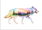 DesignClaud Wolf - Waterverf stijl poster - Landschap A4 + Fotolijst wit