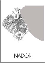 DesignClaud Nador Marokko Plattegrond poster A4 + Fotolijst wit (21x29,7cm)