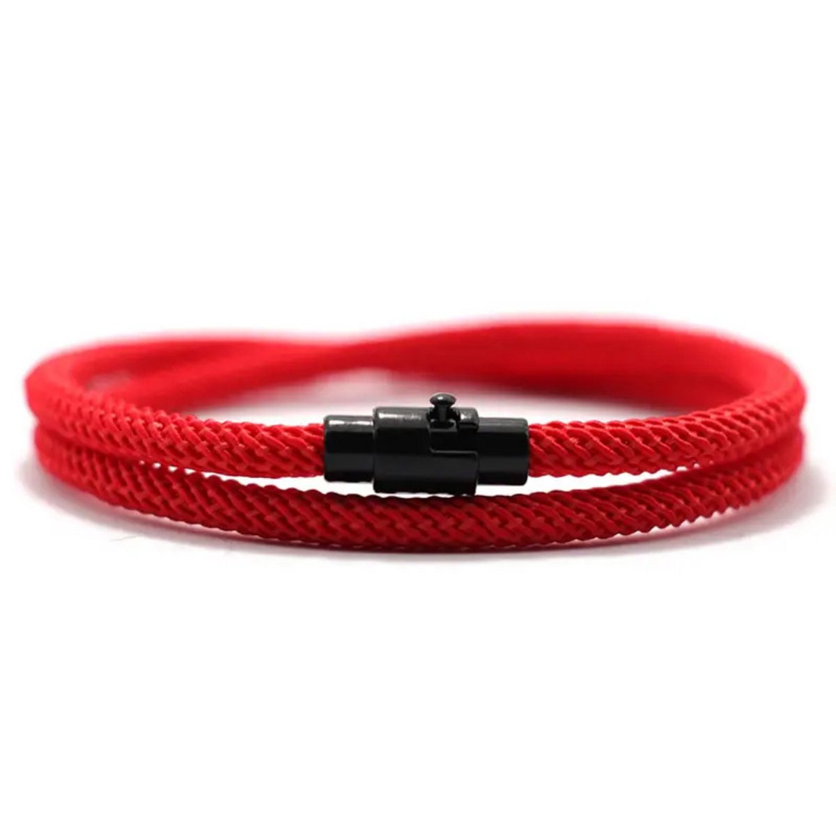 Bovista Armband - Staal - Nep Zilver - Heren - Rood 19cm