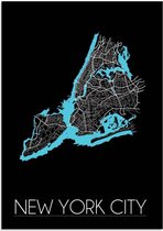 DesignClaud New York City Plattegrond poster A4 + Fotolijst zwart