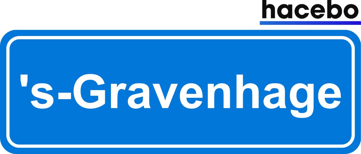 Hacebo - Plaatsnaam Sticker - 29x10 CM - 's-Gravenhage sticker - Verkeersborden sticker - grappige cadeaus - 's-Gravenhage
