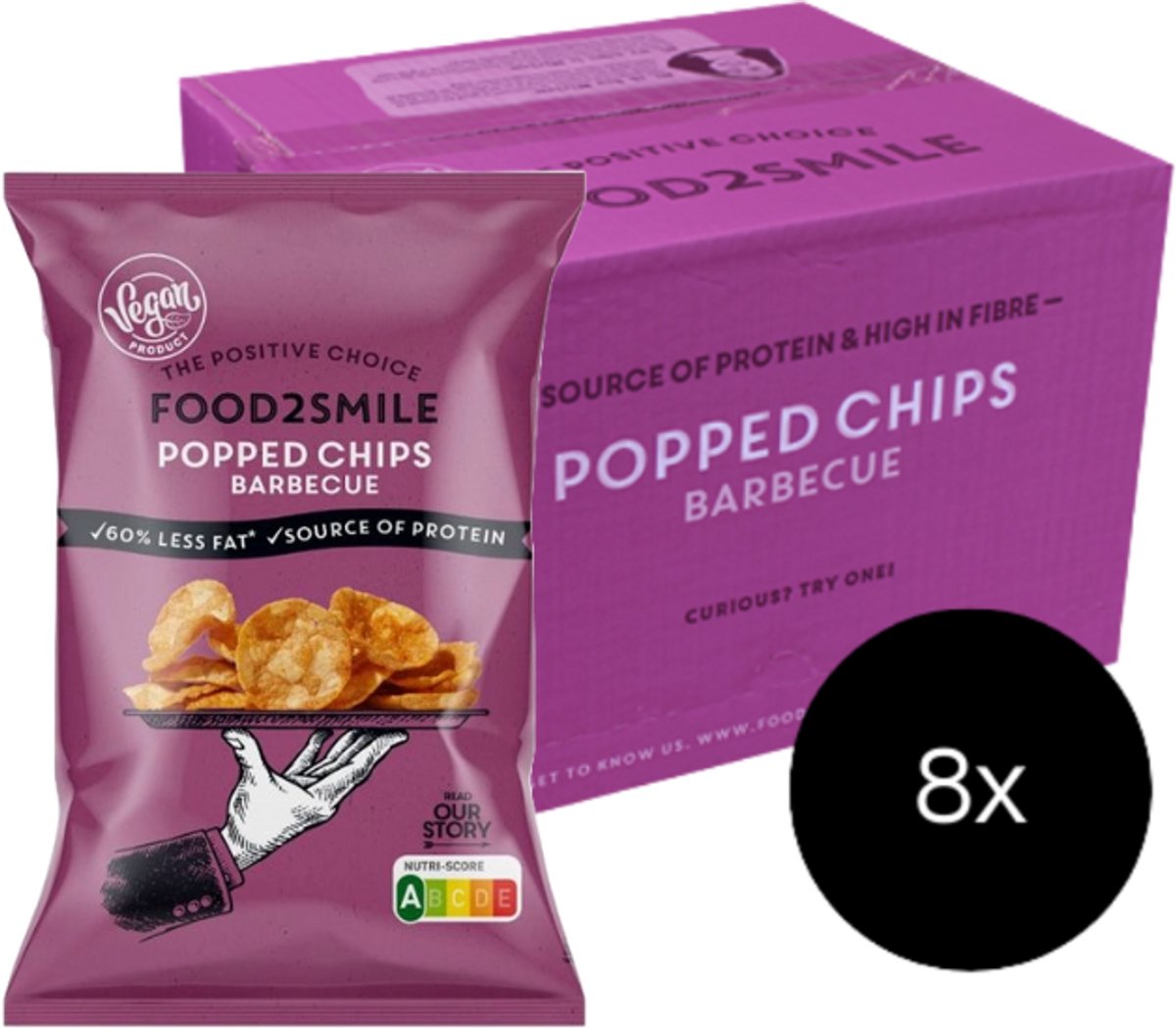 Food2Smile | Popped Chips Barbecue | 90g | 8 stuks | 8 x 90 gram