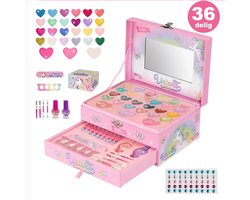 foto van Make up Kinderen Set Meisjes-36 Delige-Meisjes Make-up Set-Make up Koffer Meisjes-2 niveaus cadeau tip