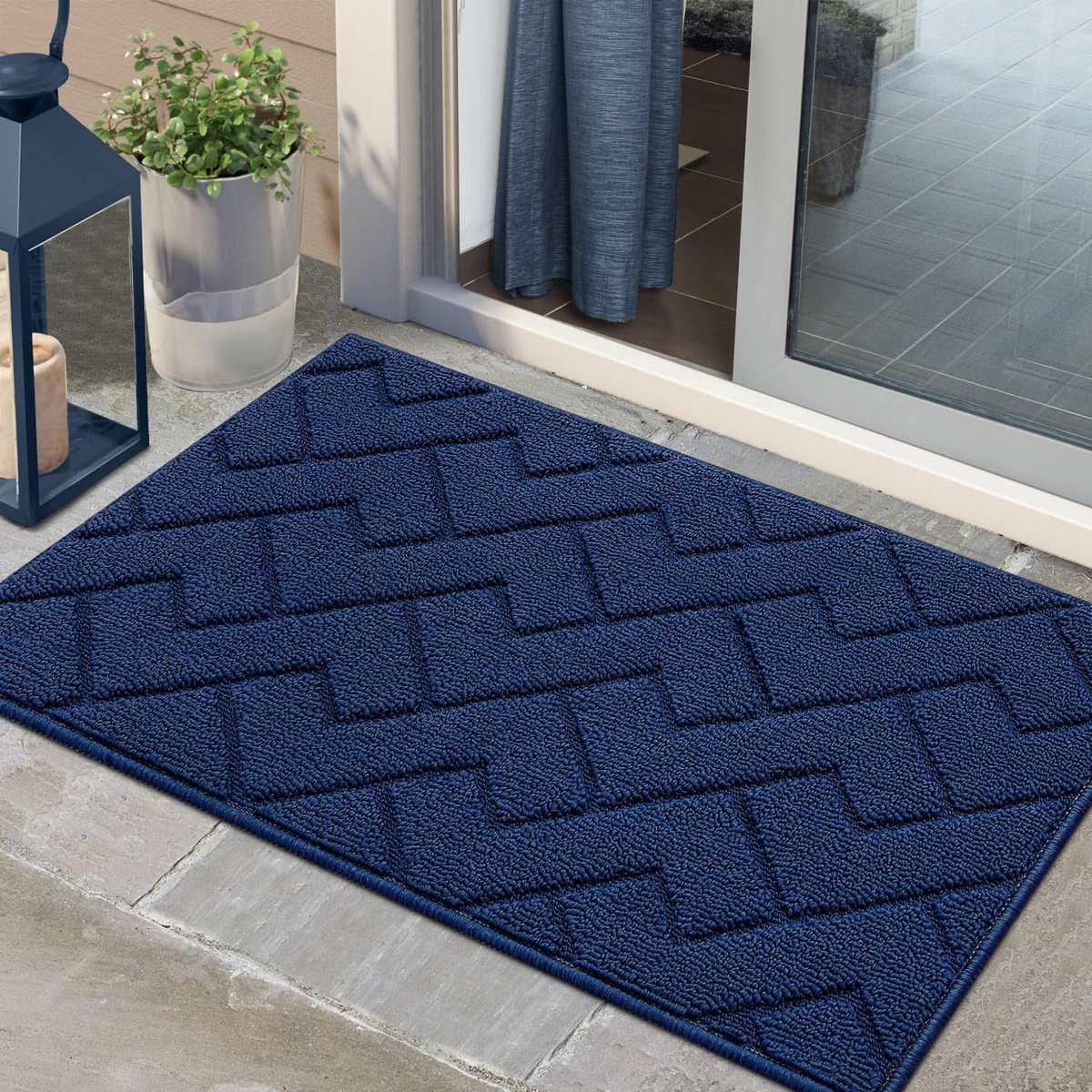Famanu Deurmatten Binnen Duiten Schoonloopmat Vuilschraper,Antislip, Machinewasbaar,Waterabsorberend, entree deurmat voor voordeur, gang, entree, keuken, slaapkamer (Blue, 60x90cm) blauw