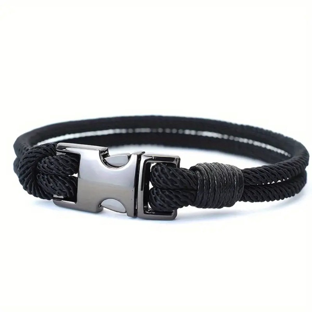 Livano Armband - Staal - Nep Zilver - Heren - Zwart