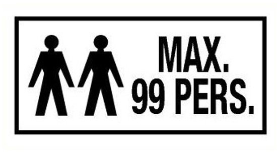Panneau avec texte 'Maximum 99 personnes' plastique 200 x 100 mm