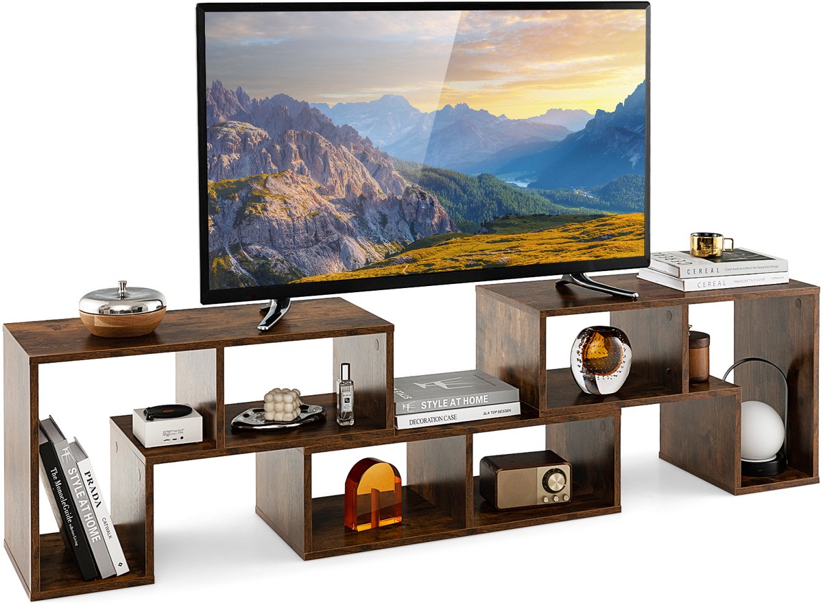 COSTWAY Televisiekast, hout, 3-delig, vrij te combineren, televisietafel voor tv's tot 65 