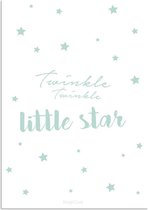 DesignClaud Twinkle Twinkle Little Star - Wit en Mint A2 + Fotolijst zwart