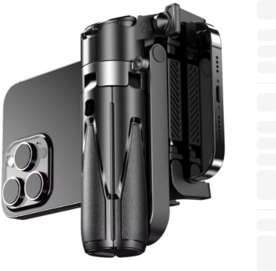 Yonko P15 Mini Zwart Grip Quadripod Telefoonstatief Smartphone Tripod Vlog Grip Statiefhouder met Draadloze Afstandsbediening Bluetooth Remote | Telefoonhouder | Aluminium Mini Selfie Stick | Vloggen Reizen Fotografie YouTube