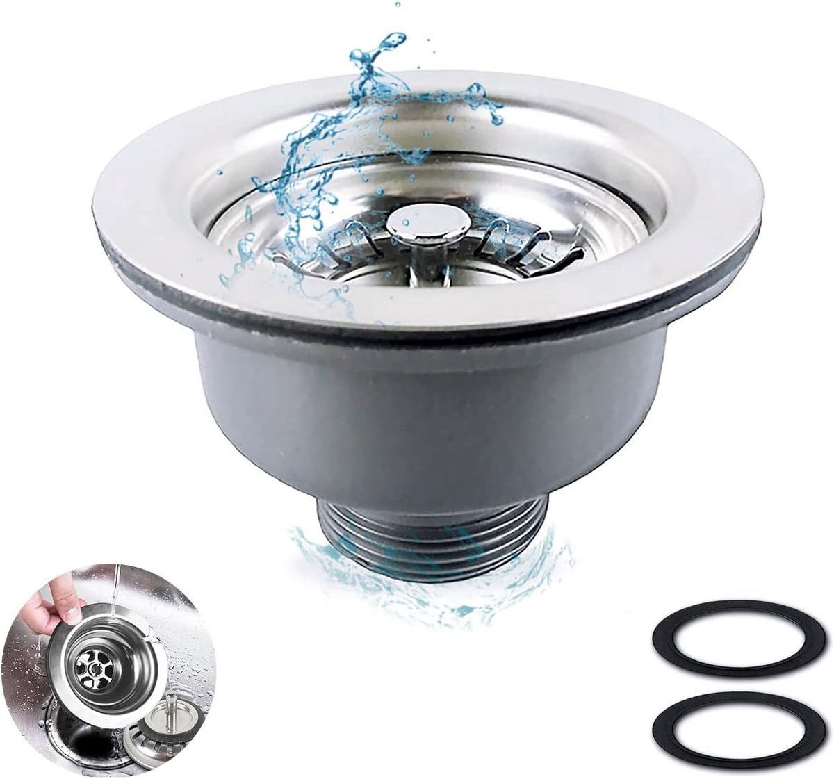 Goedkoopste Aanrecht Collectie - RVS Zeef Keuken Gootsteen Mand Afval Plug - Gootsteen Accessoires - Gootsteen Afvoer Zeef Assembly (114mm