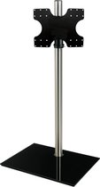 Cavus RVS vloerstandaard met zwarte glazen voet voor TV's tot 55 inch - 120 cm hoog