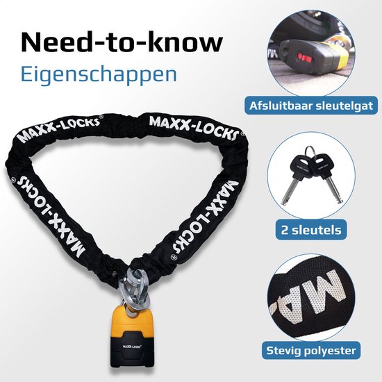 Maxx-Locks Ohura ART 4 Motorslot / Scooterslot - Kettingslot met 12 mm Dikke Schakels - Art Gekeurd Slot voor Motor en Scooter & Brommer - 200 cm van Maxx-Locks — afbeelding 4