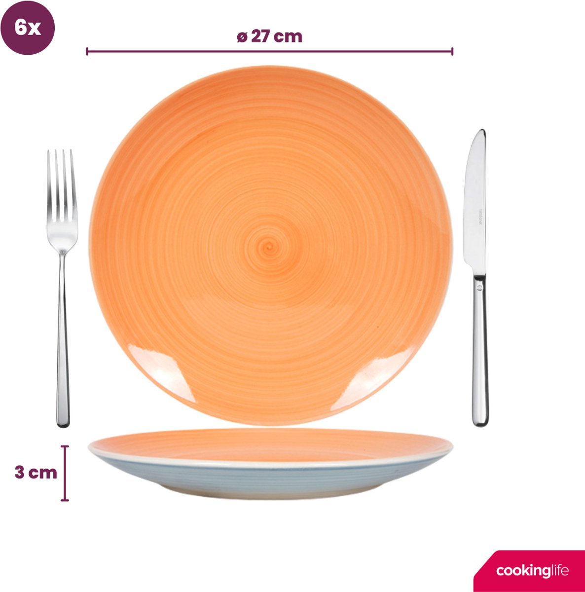 Veweet NIKITA 30pcs Service De Table Porcelaine 6pcs Pour Assiette Plate, Assiette à Dessert, Assiette Creuse, Tasse Avec Soucoupes - Maison