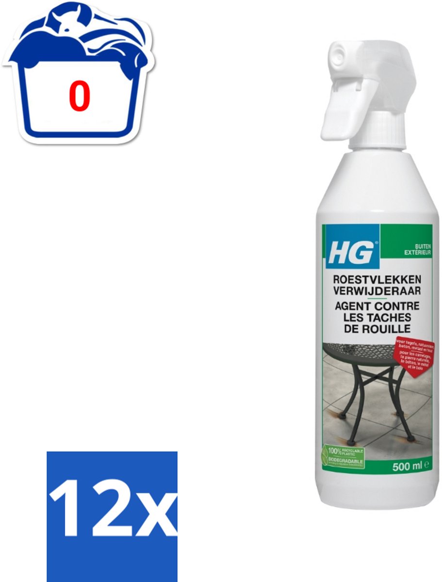 12 x HG Roestvlekken Verwijderaar 500 ml - Roestvlekken Verwijderen - Roestverwijderaar - Roestvlekkenreiniger - Roestvlekken Op Tegels - Roestvlekken Op Natuursteen