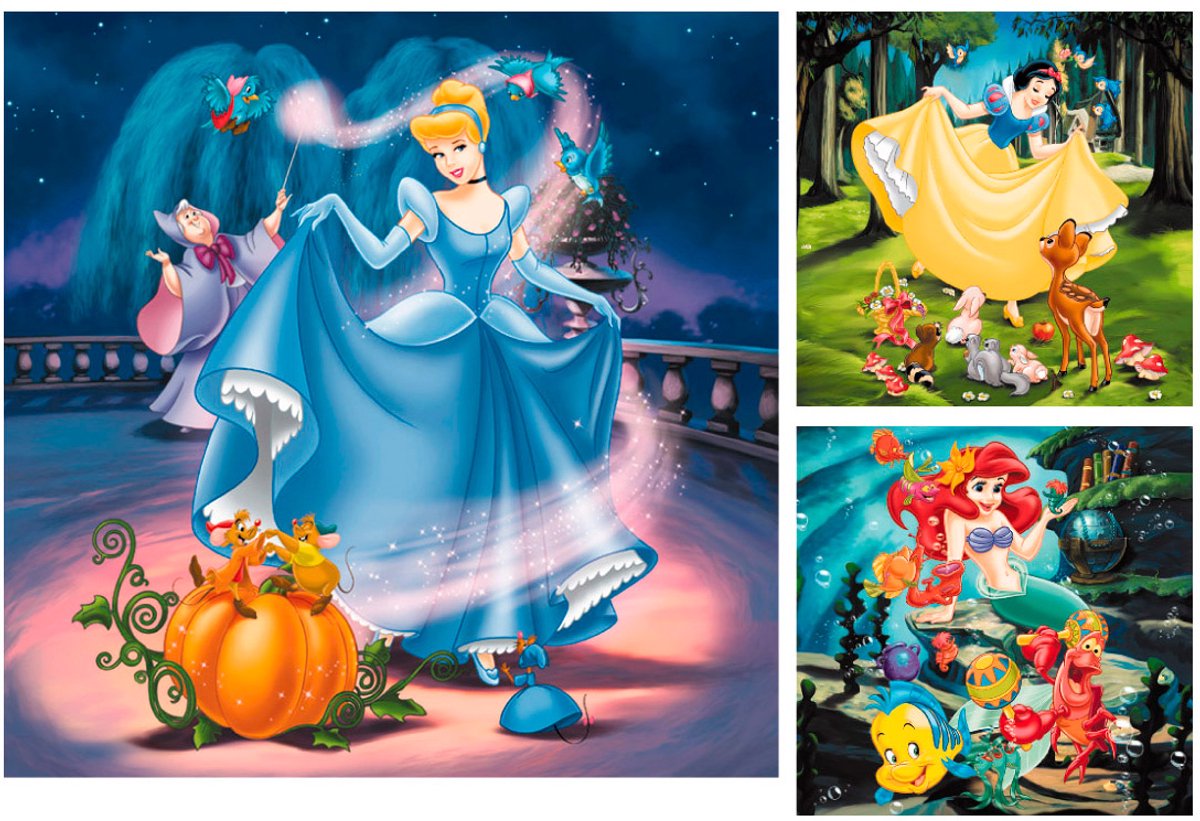 Ravensburger puzzel Disney Princess - Sneeuwwitje Assepoester & Ariel - 3x49 stukjes - Kinderpuzzel