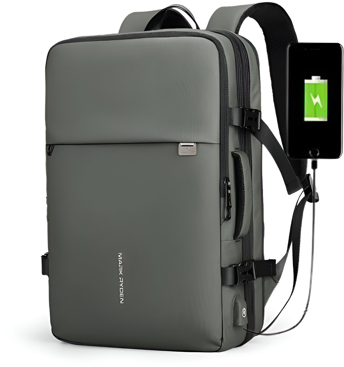 CarryQuest® - Grote Herenrugzak 40L - Uitbreidbare Zakenreistas - Laptopvak 17,3" - Lichtgewicht Nylon/Oxford - USB - Laptop Rugzak - Groen