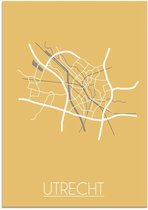 DesignClaud Plattegrond Utrecht Stadskaart poster Wanddecoratie - Geel - A2 + fotolijst wit (42x59,4cm)