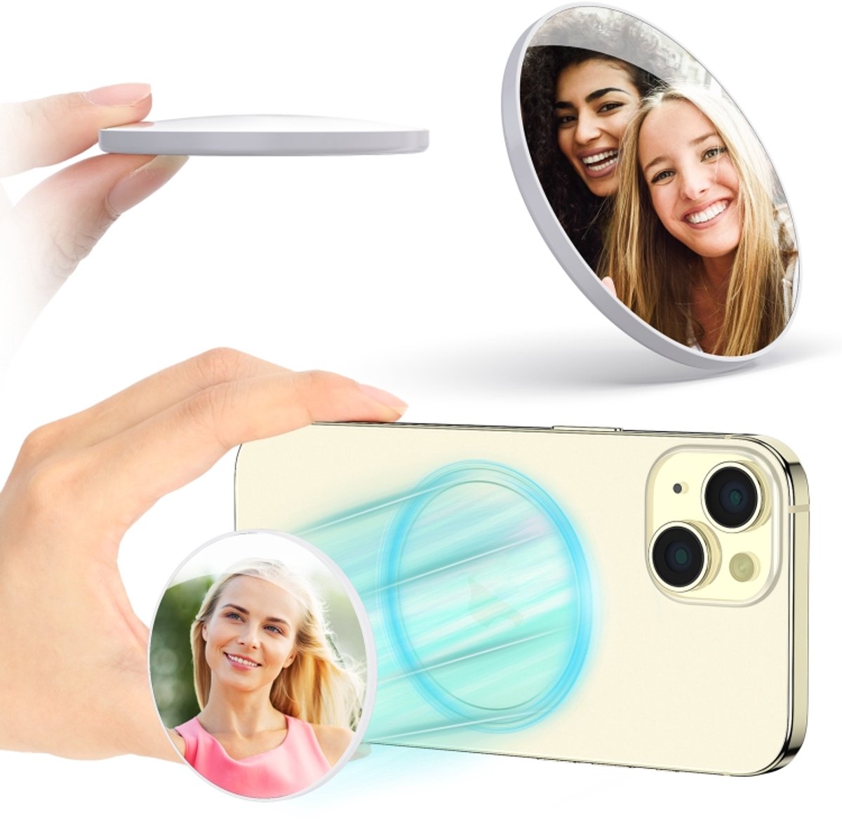 PULUZ MagSafe Make-up Spiegel voor Mobiele Telefoons – Compact & Magnetisch (Wit)