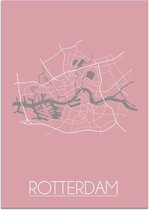 DesignClaud Plattegrond Rotterdam Stadskaart poster Wanddecoratie - Roze - A2 poster (42x59,4cm)