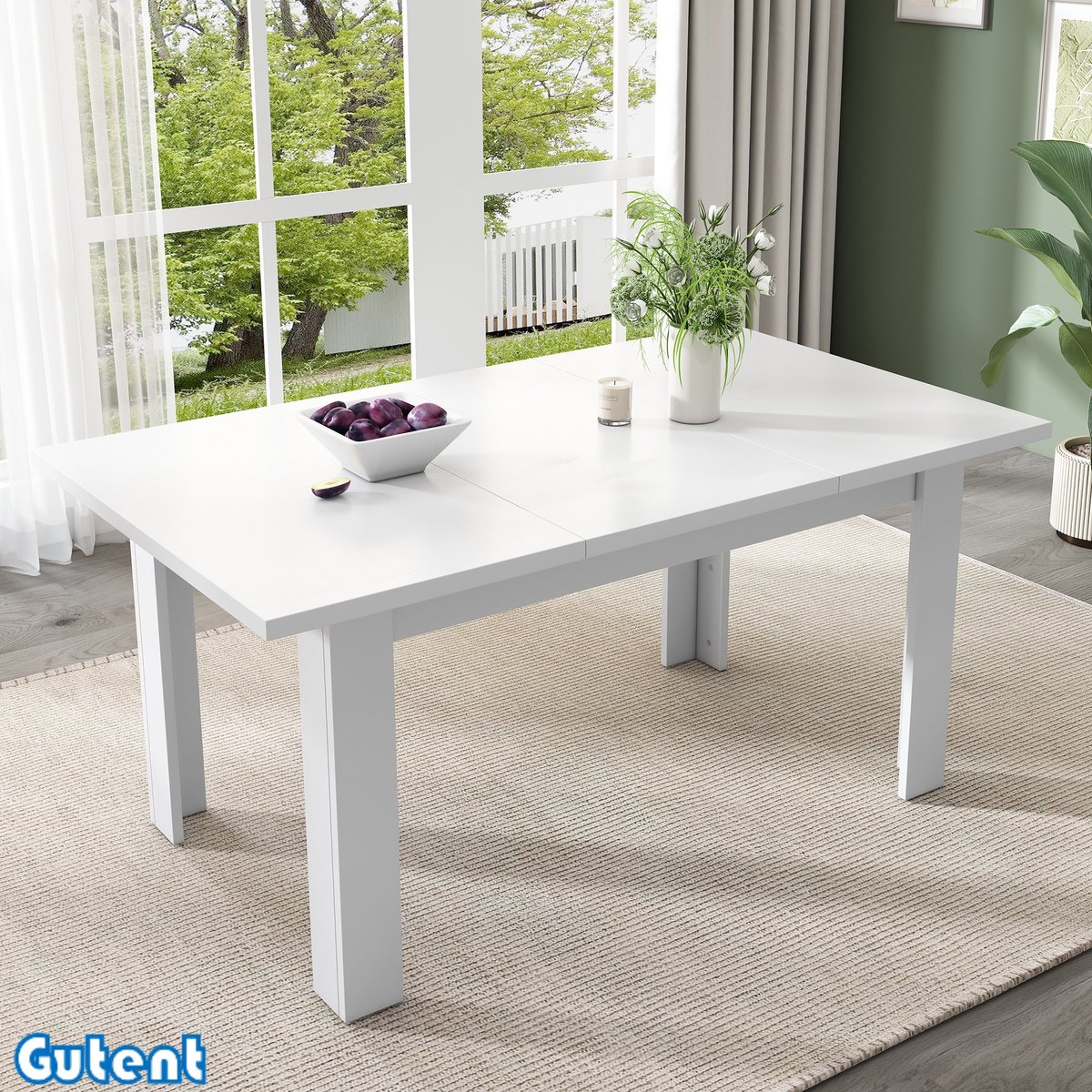 Gutent Eettafel-120*70cm-Met opbergruimte-Rechthoekig-Ruimtebesparend-Multifunctionele eettafel-Wit