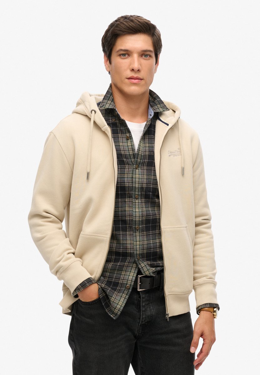 Superdry Essential Logo hoodie met rits Heren Hoodies Beige