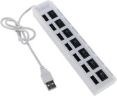 Hub USB Coretek avec 7 ports et interrupteurs marche / arrêt - USB2.0 - alimenté par bus / blanc - 0,40 mètre
