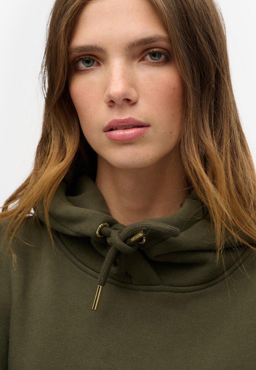 Superdry Tattoo hoodiejurk met stras Dames Jurken Khaki