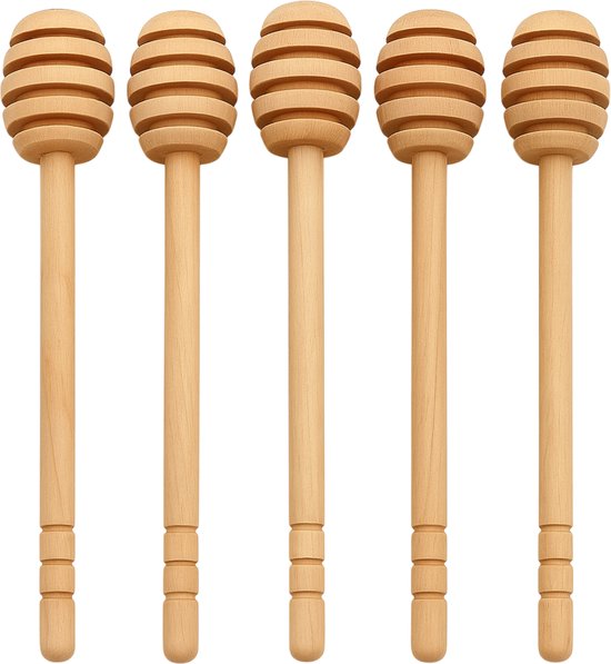 Honinglepel - hout - voor in de honingpot - 15cm - 3 stuks - Honing