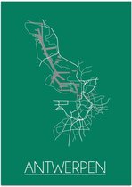 DesignClaud Antwerpen Plattegrond poster Groen A4 + Fotolijst wit
