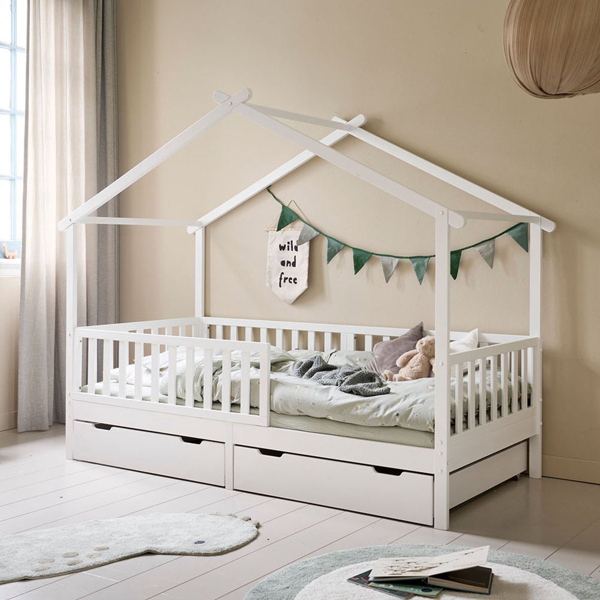 Petite Amélie Huisbed Maison - Peuterbed 90x200 cm - Bedhuisje - Hemelbed Wit
