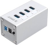 Orico - Aluminium USB 3.0 Hub met 4 Poorten - Incl. 12V Stroomadapter en USB 3.0 kabel - Mac Style - 5Gbps - Zilver