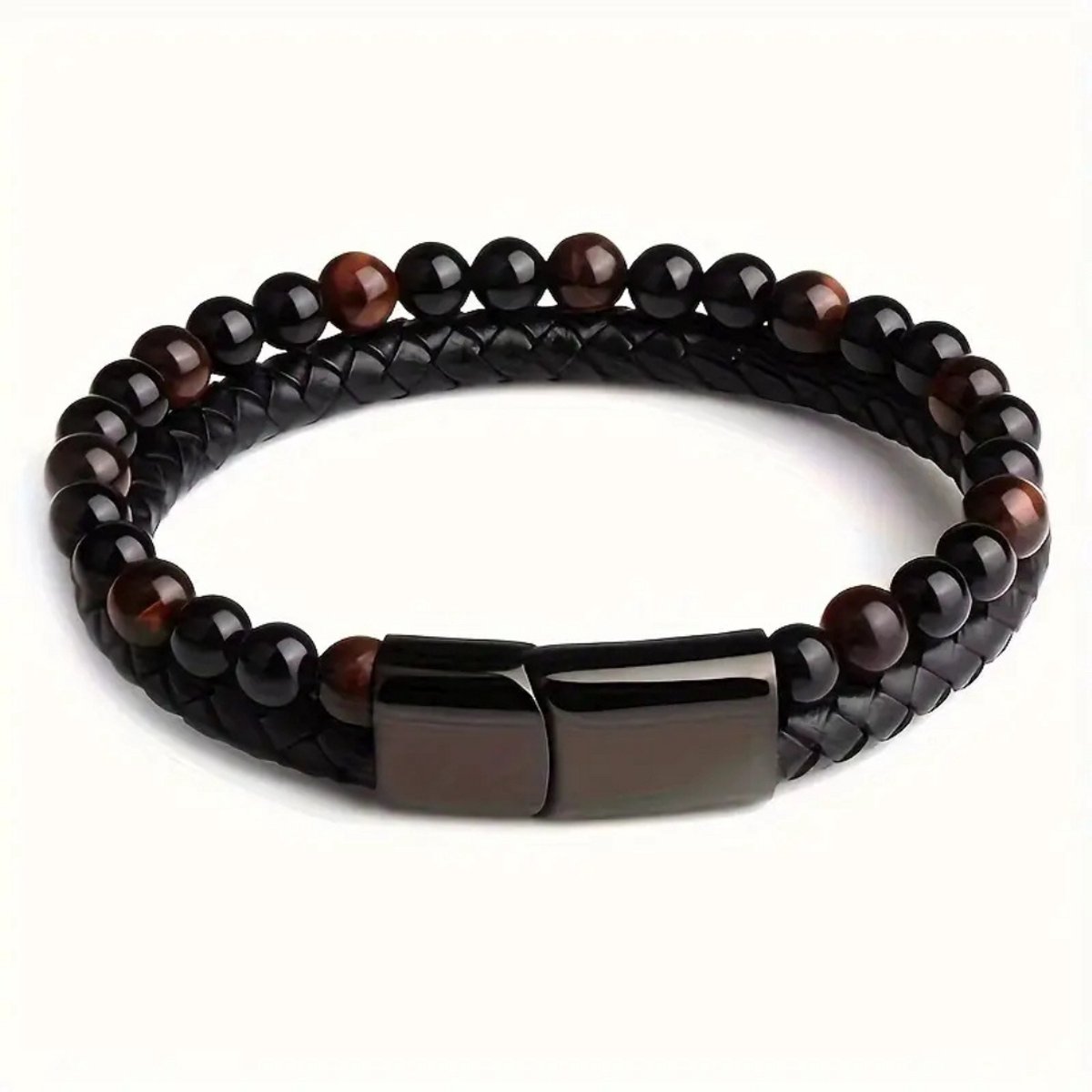 Bovista Armband - Staal - Nep Zilver - Heren - Rood