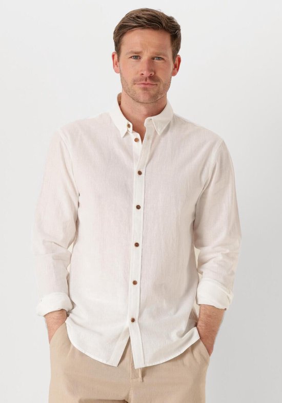 Anerkjendt Akleif L/s Cot/linen Shirt - met lange mouwen - Heren Wit - Maat L