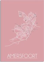 DesignClaud Plattegrond Amersfoort Stadskaart Poster Wanddecoratie - Roze - A3 + fotolijst wit (29,7x42cm)