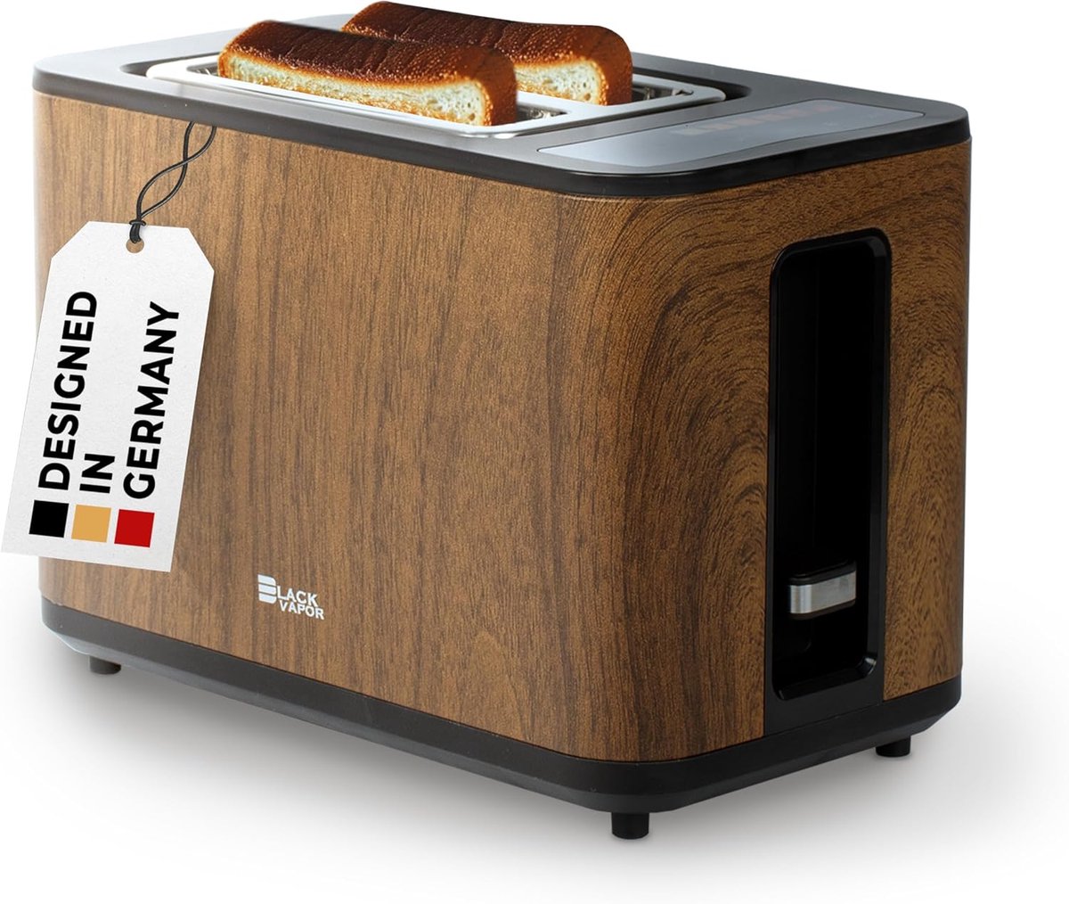 Houtlook Broodrooster met Touchscreen en Display - 4-in-1 Multifunctioneel Design voor 2 Sneetjes