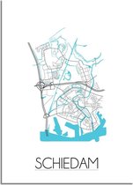 DesignClaud Schiedam Plattegrond poster  - A3 + Fotolijst zwart (29,7x42cm)