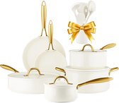 Bol.com Inductiepannen set - keramische anti-aanbaklaag - 5 stuks - zwart - aluminium aanbieding