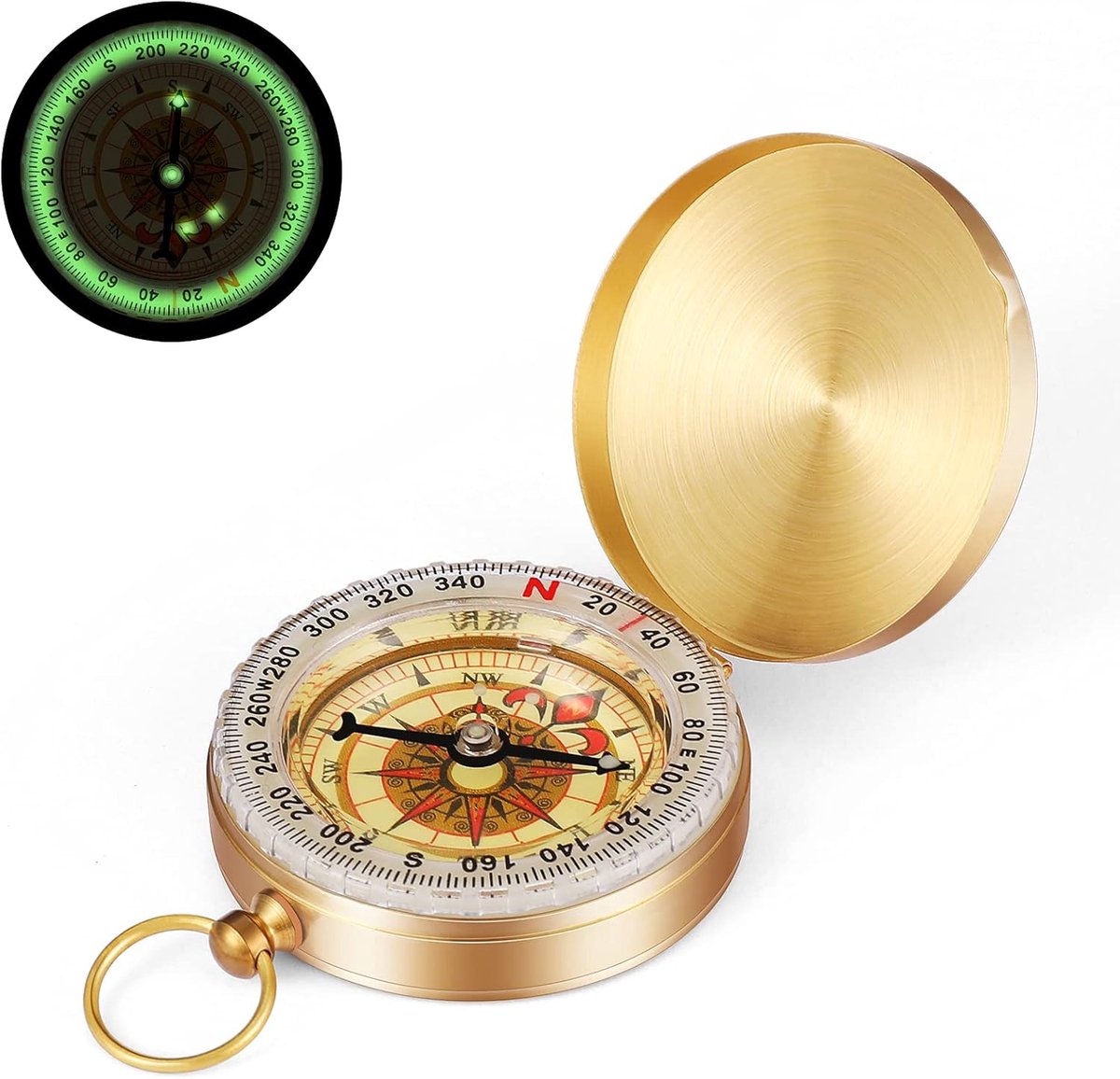 Navigatie Kompas - Waterdicht en Lichtgevend - Geschikt voor Wandelen en Camping - 1 stuks - Multi-kleur - Metalen