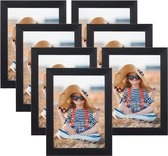 Set de 7 cadres photo 10x15 cm noir pour photos 15x10, ensemble de collage de cadre photo avec verre véritable, support mural ou de table