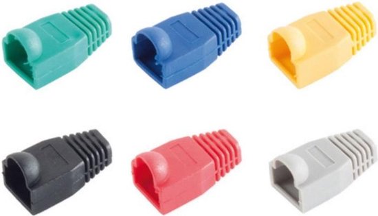 Netwerkplug huls voor RJ45 connectoren - kabel tot 6 mm - 60 stuks / diverse kleuren