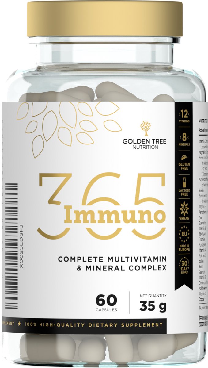 Golden Tree Immuno 356 - Multivitaminen - Vitamine C - B1, B2, B6 en B12 - Antioxidanten - 60 capsules