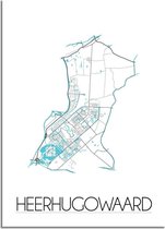 DesignClaud Plattegrond Heerhugowaard Stadskaart poster Wanddecoratie - Wit - A3 + fotolijst zwart (29,7x42cm)